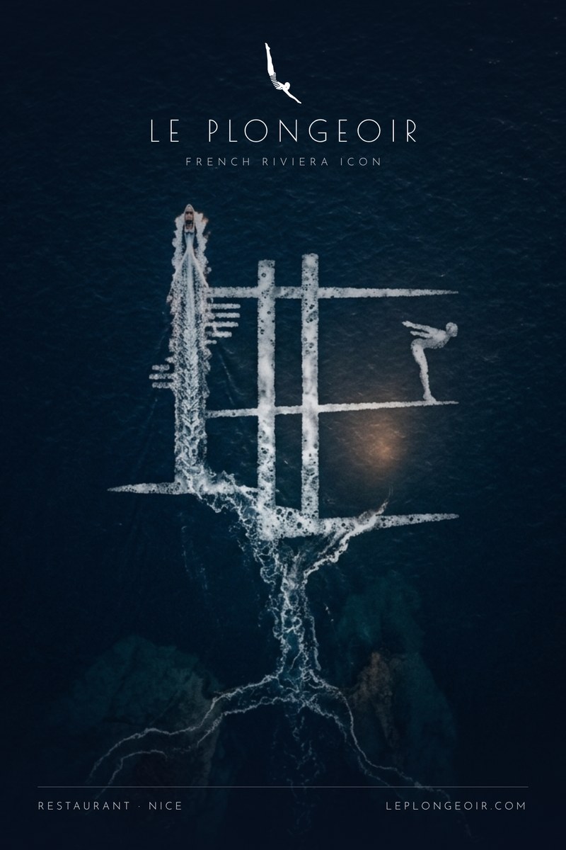 Affiche Le Plongeoir, le sillage d'un bateau dessine le plongeoir