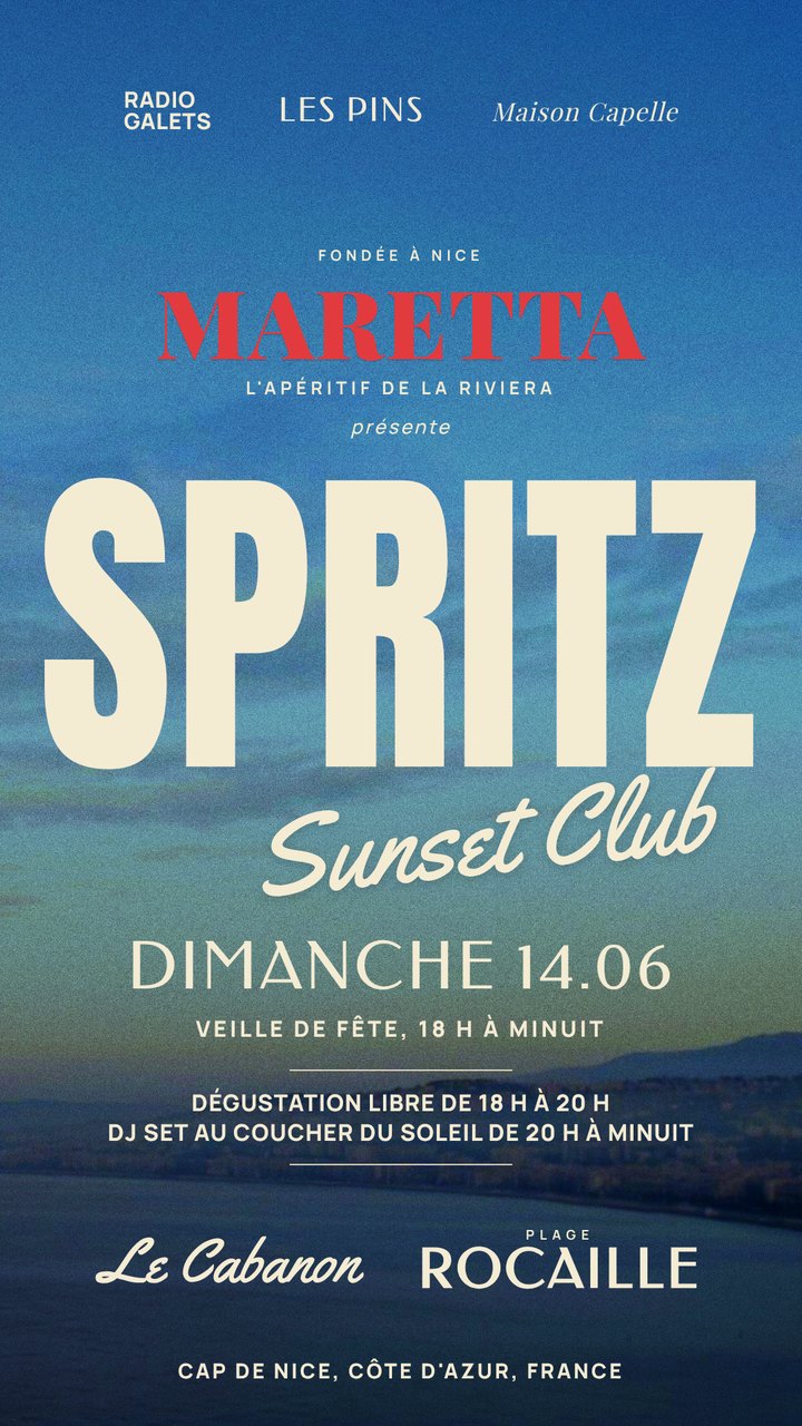 Affiche Spritz Sunset Club, soirée au Cap de Nice