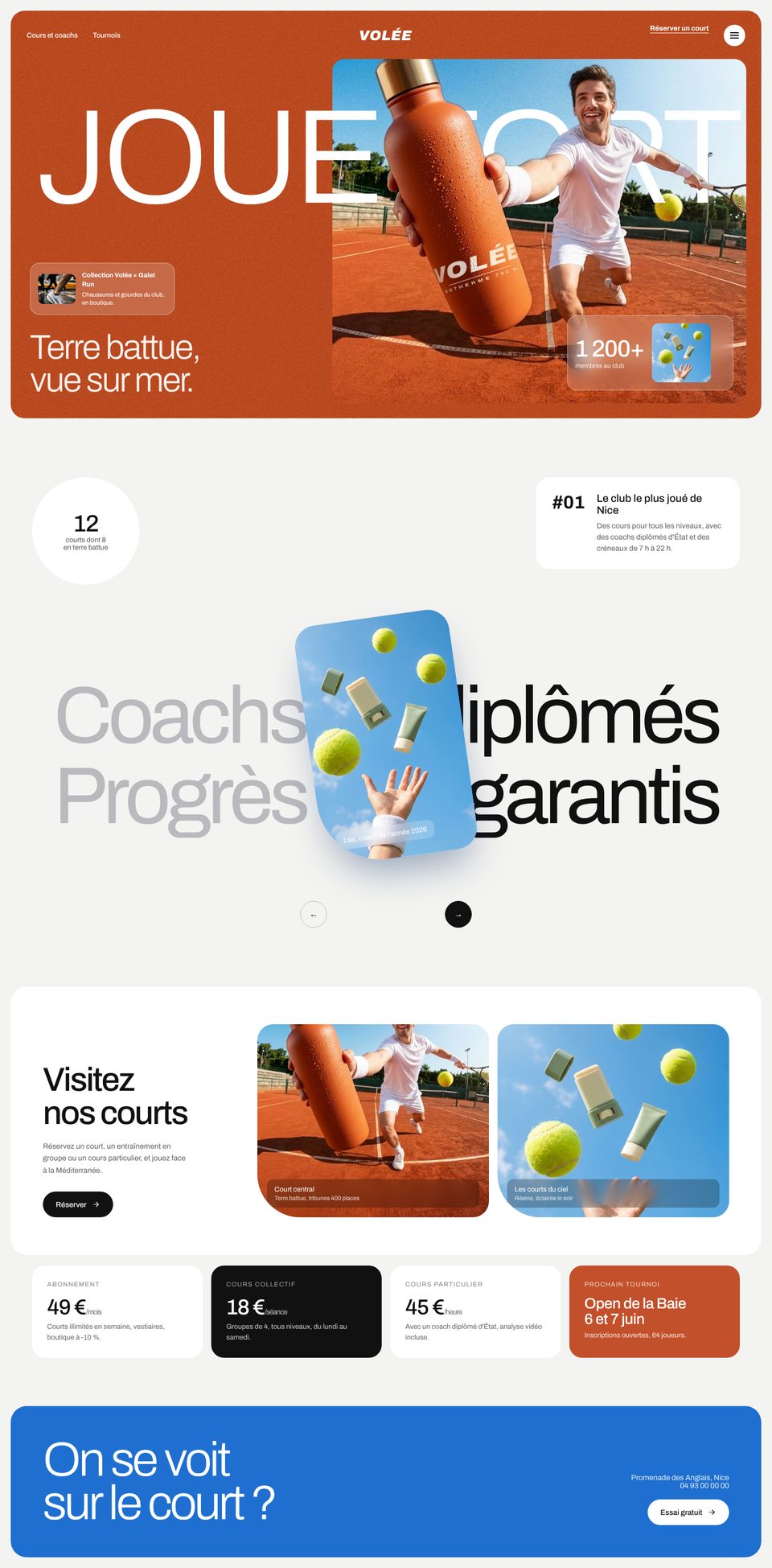 Page d'accueil du site Volée, version ordinateur